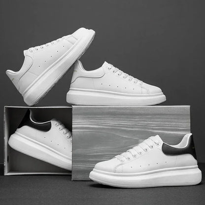 White Leather Men Casual Shoes Platform Outdoor Mens Walking Running Sneakers Breathable Board Shoes Women Tennis Sport Shoes