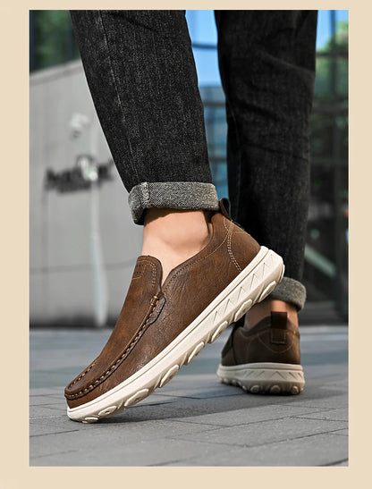 New Leather Men's Loafers Luxury Men Casual Shoes Fashion Lightweight Driving Shoes Breathable Men's Shoes Handmade Flat Shoes