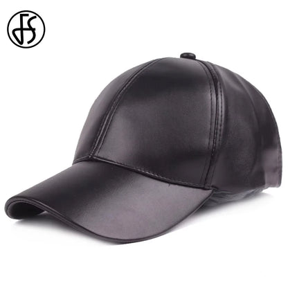 FS Luxury Brand Baseball Caps For Men Winter Women PU Leather Hat Black Trucker Hats Streetwear Hip Hop Cap Casquette Homme 2025