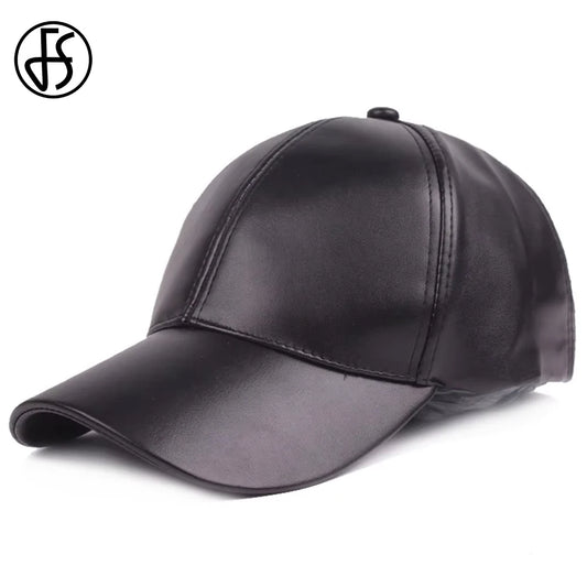 FS Luxury Brand Baseball Caps For Men Winter Women PU Leather Hat Black Trucker Hats Streetwear Hip Hop Cap Casquette Homme 2025