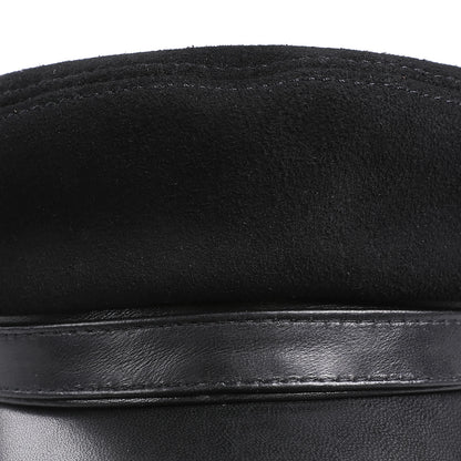 BOONJOVIA 100% Genuine Suede Leather Unisex Classic British Flat Top Cap-Military Army Style Sailo Hat-Breton Fiddler Hat
