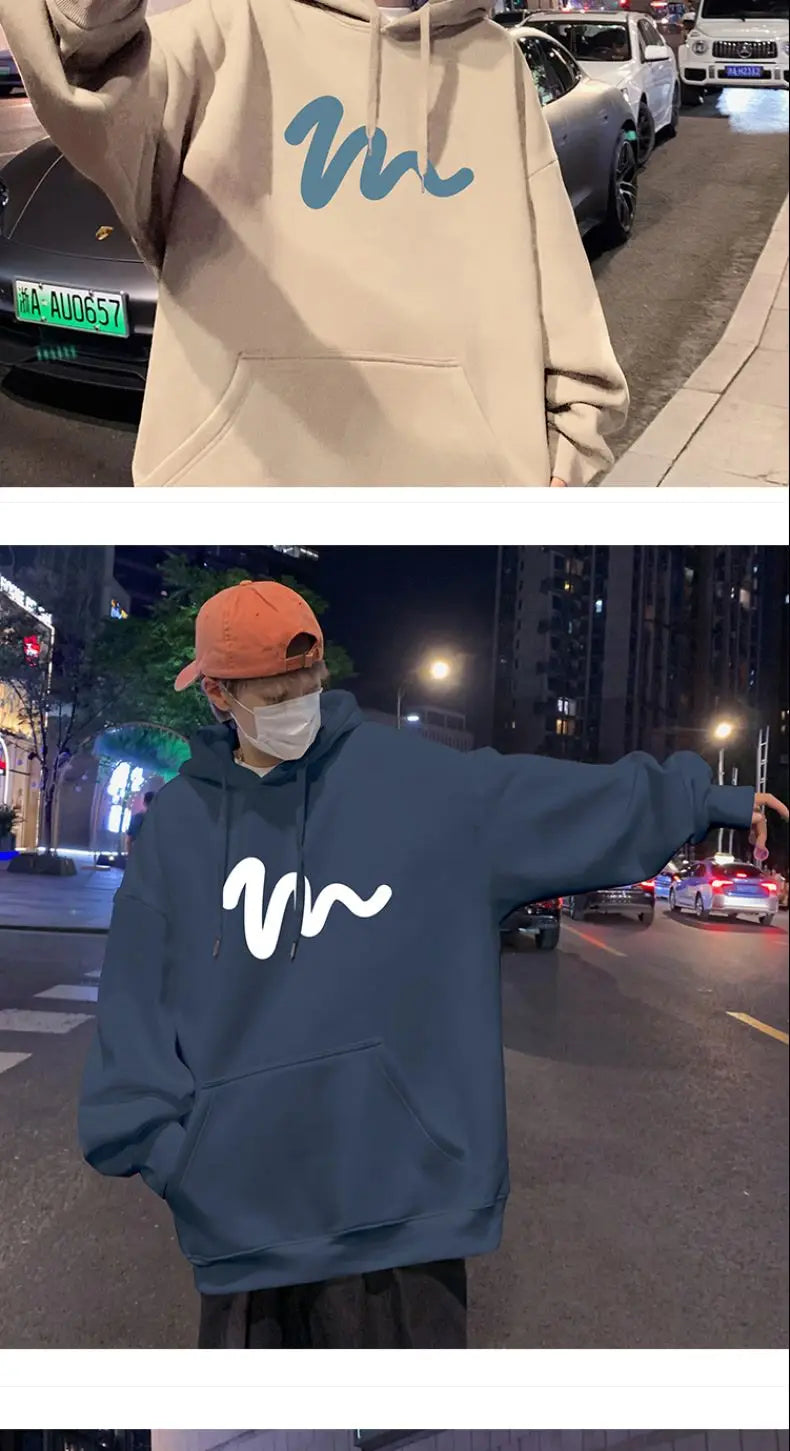 Sweater Men 2024 New Autumn and Winter Hooded American Couple Hoodies Fashion Casual Thickened Velvet Jacket Versatile Trend