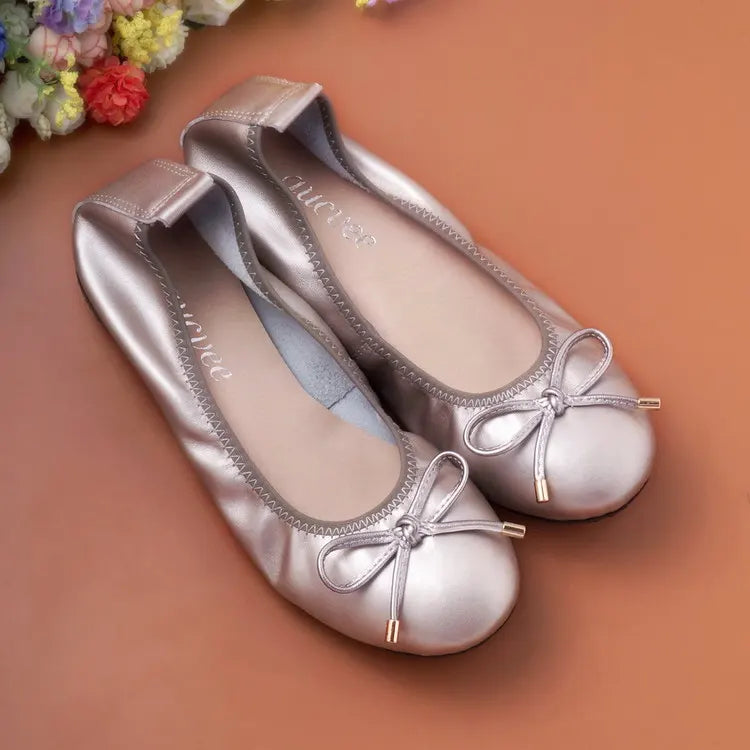 2024 Women Leather Breathable Ladies Comfortable Ballet Flats Driving Shoe Fashion Slip on Shallow Loafers Office Flat Boat Shoe