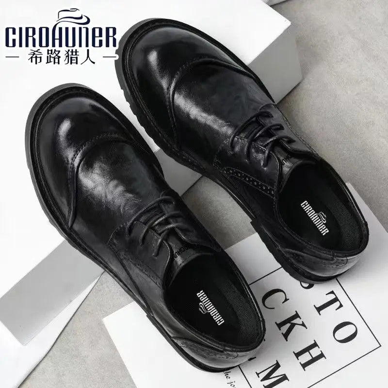2025 Soft Leather Men's High-end Leather Trendy Business Casual Tooling Big Head Thick Sole Non-slip Loafers Shoes