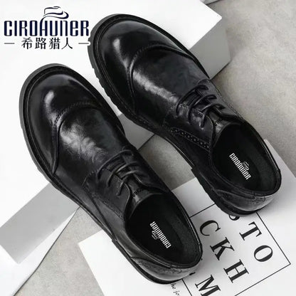 2025 Soft Leather Men's High-end Leather Trendy Business Casual Tooling Big Head Thick Sole Non-slip Loafers Shoes