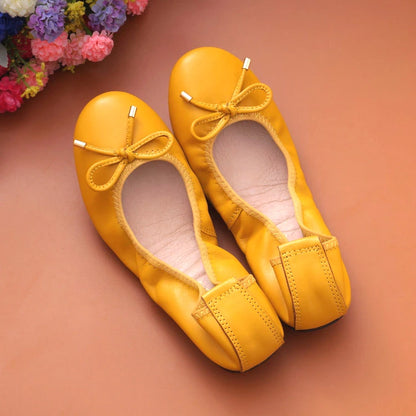 2024 Women Leather Breathable Ladies Comfortable Ballet Flats Driving Shoe Fashion Slip on Shallow Loafers Office Flat Boat Shoe