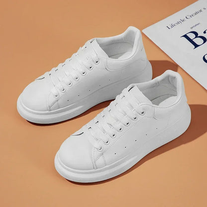 White Leather Men Casual Shoes Platform Outdoor Mens Walking Running Sneakers Breathable Board Shoes Women Tennis Sport Shoes