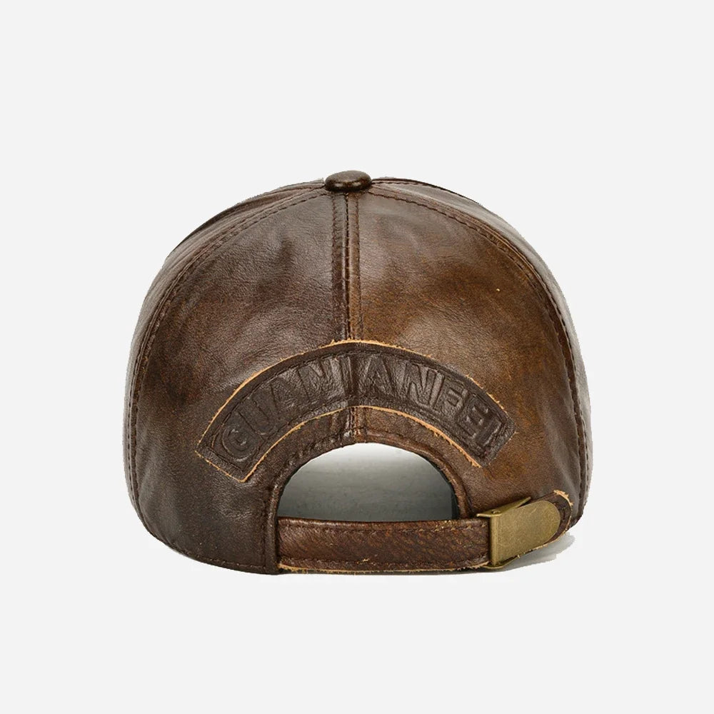 Tax excluded, add at checkout if applicable Fashion Men Genuine Cowhide Leather Baseball Cap Casual Real Leather Hat Autumn Wint