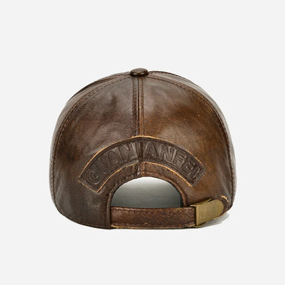 Tax excluded, add at checkout if applicable Fashion Men Genuine Cowhide Leather Baseball Cap Casual Real Leather Hat Autumn Wint
