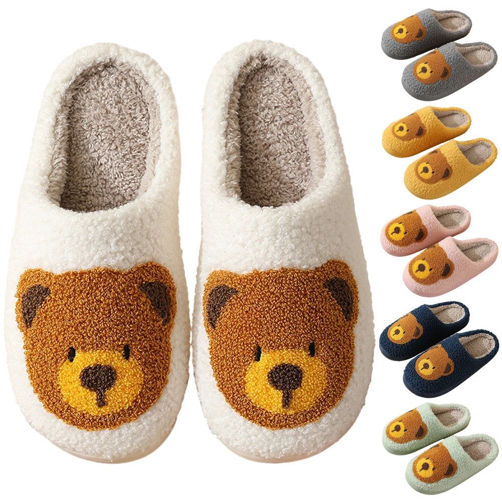 Cute Bear Slippers Fluffy Winter House Shoes Lightweight Women Winter Slippers Bedroom Slippers Cozy Soft Plush Home Slippers