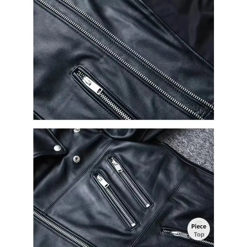 Men's Leather Jacket Fashionable Casual Coat Motorcycle Style Regular Cut Chinese Brand Stock AE New Autumn Winter Collection