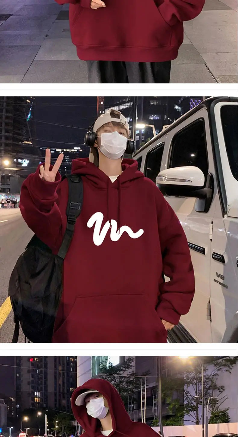 Sweater Men 2024 New Autumn and Winter Hooded American Couple Hoodies Fashion Casual Thickened Velvet Jacket Versatile Trend