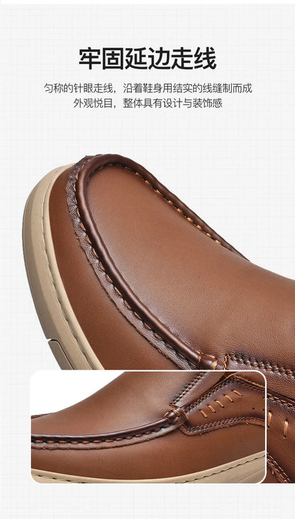 Men's Top Layer Cowhide Leather Shoes Casual Men's Shoes Soft Sole Comfortable Genuine Leather Men's Driving Shoe Zapatillas