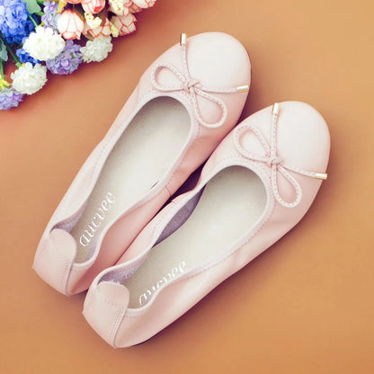 2024 Women Leather Breathable Ladies Comfortable Ballet Flats Driving Shoe Fashion Slip on Shallow Loafers Office Flat Boat Shoe