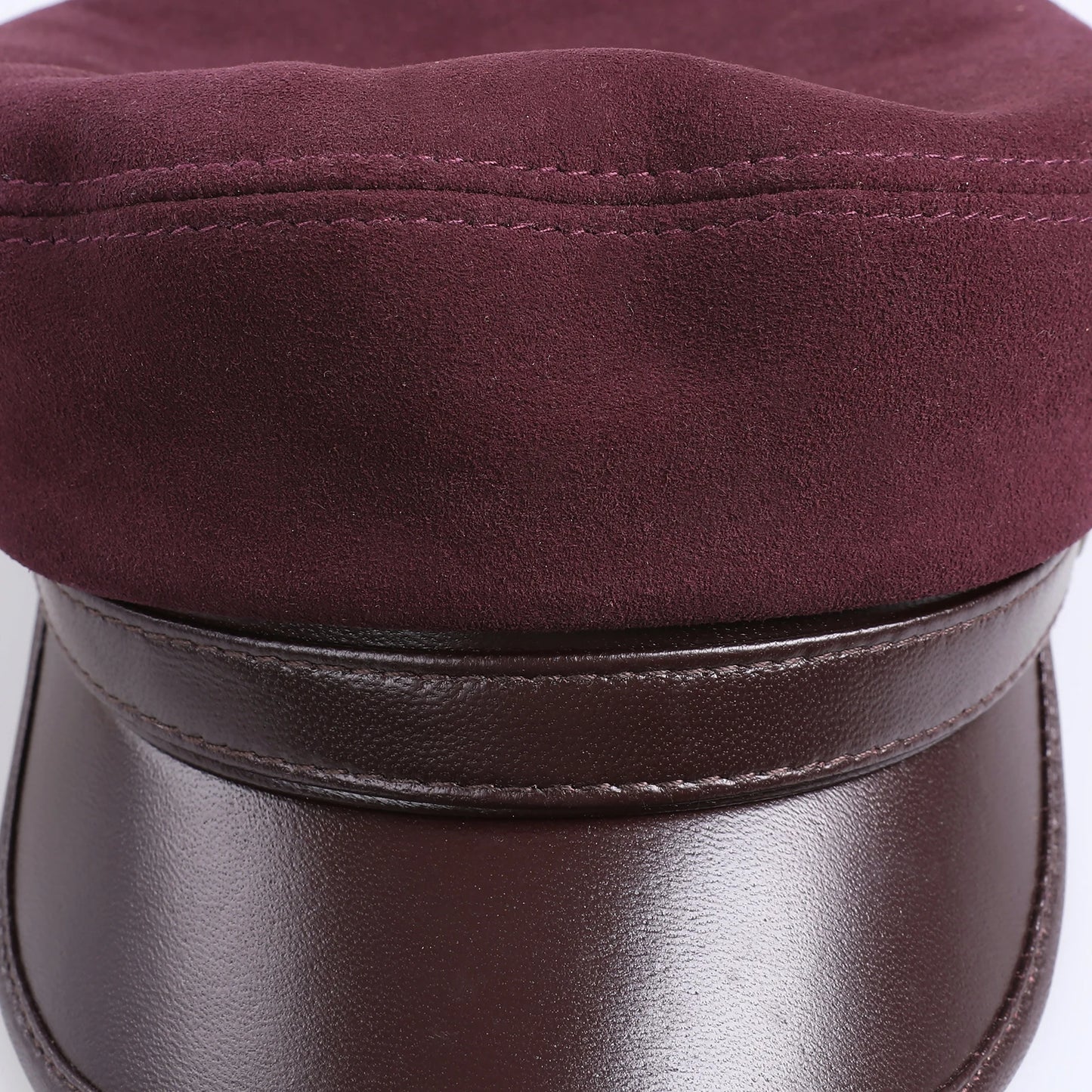 BOONJOVIA 100% Genuine Suede Leather Unisex Classic British Flat Top Cap-Military Army Style Sailo Hat-Breton Fiddler Hat