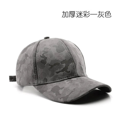 Leather Suede PU Camouflage Baseball Cap Men and Women Autumn Winter Hip Hop Adjustable Outdoor Snapback Hat