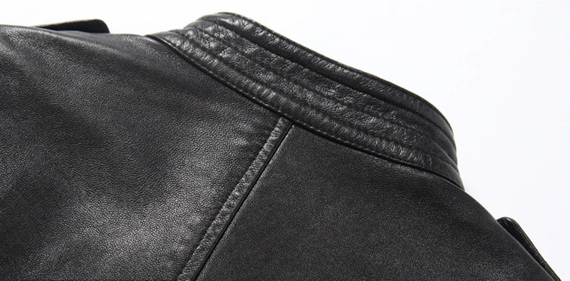 Leather Coat Women Short All-match European Fashion Biker Genuine Sheepskin Black Jackets Zipper Pocket Jaqueta Couro Feminina