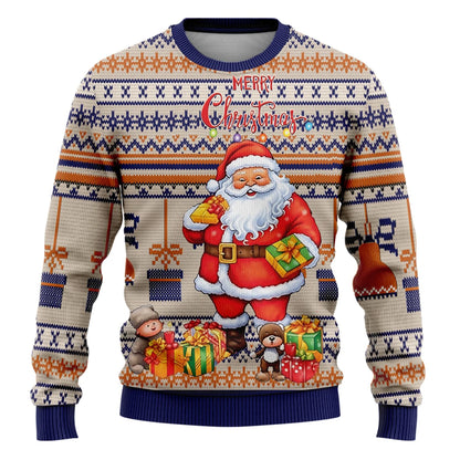 Santa Claus Ugly Christmas Sweater Merry Christmas Lovers Womens Sweaters Crewneck Sweatshirt Unisex Mens Sweater Funny Gifts