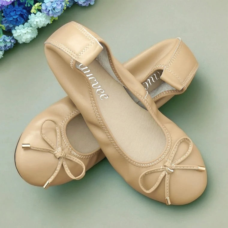 2024 Women Leather Breathable Ladies Comfortable Ballet Flats Driving Shoe Fashion Slip on Shallow Loafers Office Flat Boat Shoe