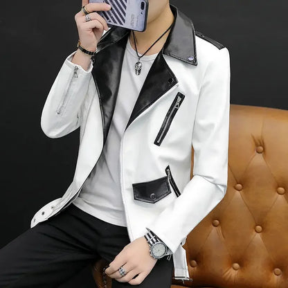 Coats Black Leather Jacket for Men Trendy 2025 Fashion Fashionable Spring Clothes Man Suits and Blazers Menswear Vintage Classic