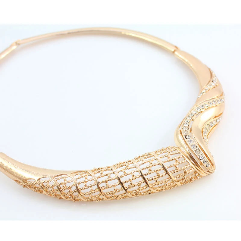 Women Jewelry Sets For Wedding Accessories African Beads Crystal Pendant Statement Dress Necklace Earrings Bracelet Ring Set