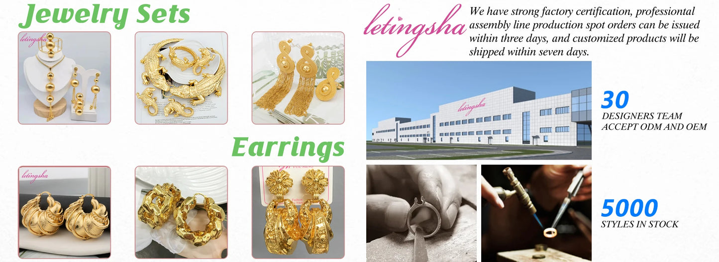 Fashion Jewelry Set for Women Large Hoop Earrings and Bangle Ring Weddings Bride Trendy Bracelet and Earrings Jewelry Set