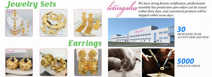 Fashion Jewelry Set for Women Large Hoop Earrings and Bangle Ring Weddings Bride Trendy Bracelet and Earrings Jewelry Set