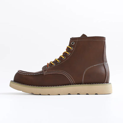 Genuine Leather Men's Boots Vintage Tooling Boots Man Short Boot Rhubarb Boots Men's High Top Men's Shoes Leather