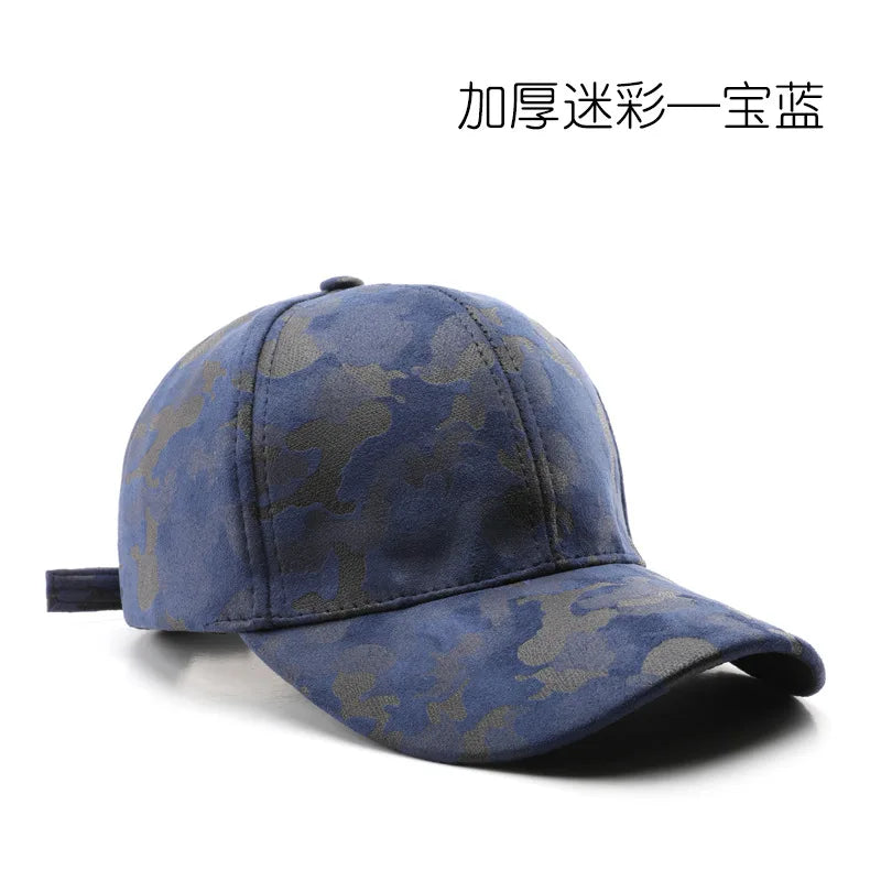 Leather Suede PU Camouflage Baseball Cap Men and Women Autumn Winter Hip Hop Adjustable Outdoor Snapback Hat