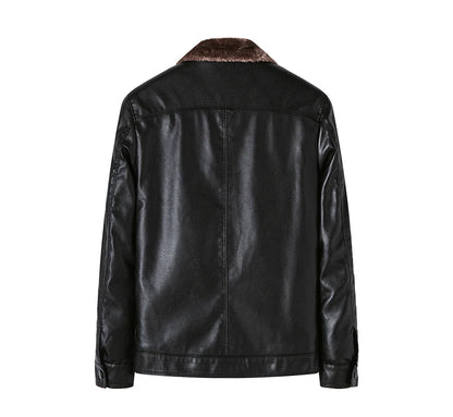 Men's Leather Jacket Winter Fleece Motorcycle Faux Leather Jacket Thick Warm Windbreaker Ropa De Hombre Slim Motorbiker Coat Men