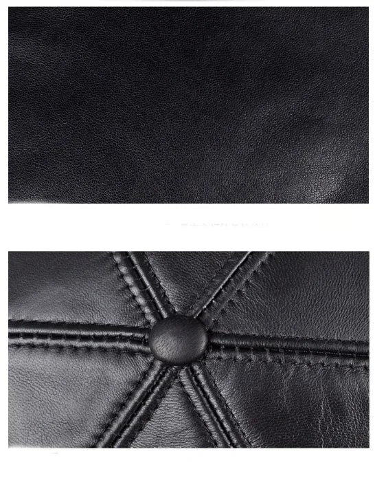New Men Real Leather Baseball Caps Sheepskin Casual  Men Youth Duck Tongue Warm Hats Hip Pop Bonnet Femme