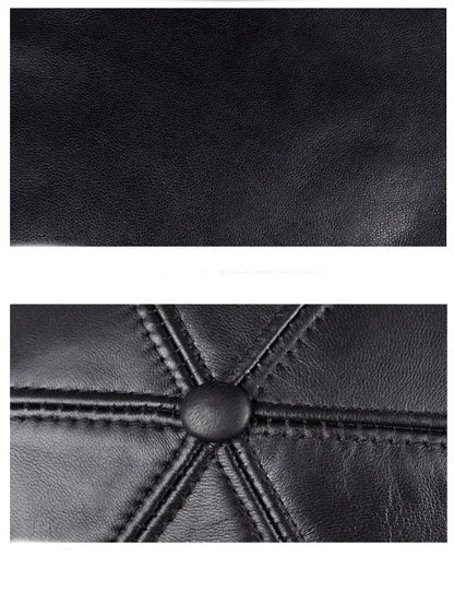 New Men Real Leather Baseball Caps Sheepskin Casual  Men Youth Duck Tongue Warm Hats Hip Pop Bonnet Femme