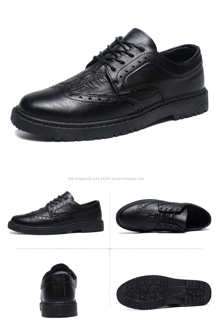 Leather Shoes for Men Luxury High Quality Brogue Shoes comfortable Soft Sole Men's Casual Shoes Lace Up Men Business Dress Shoe