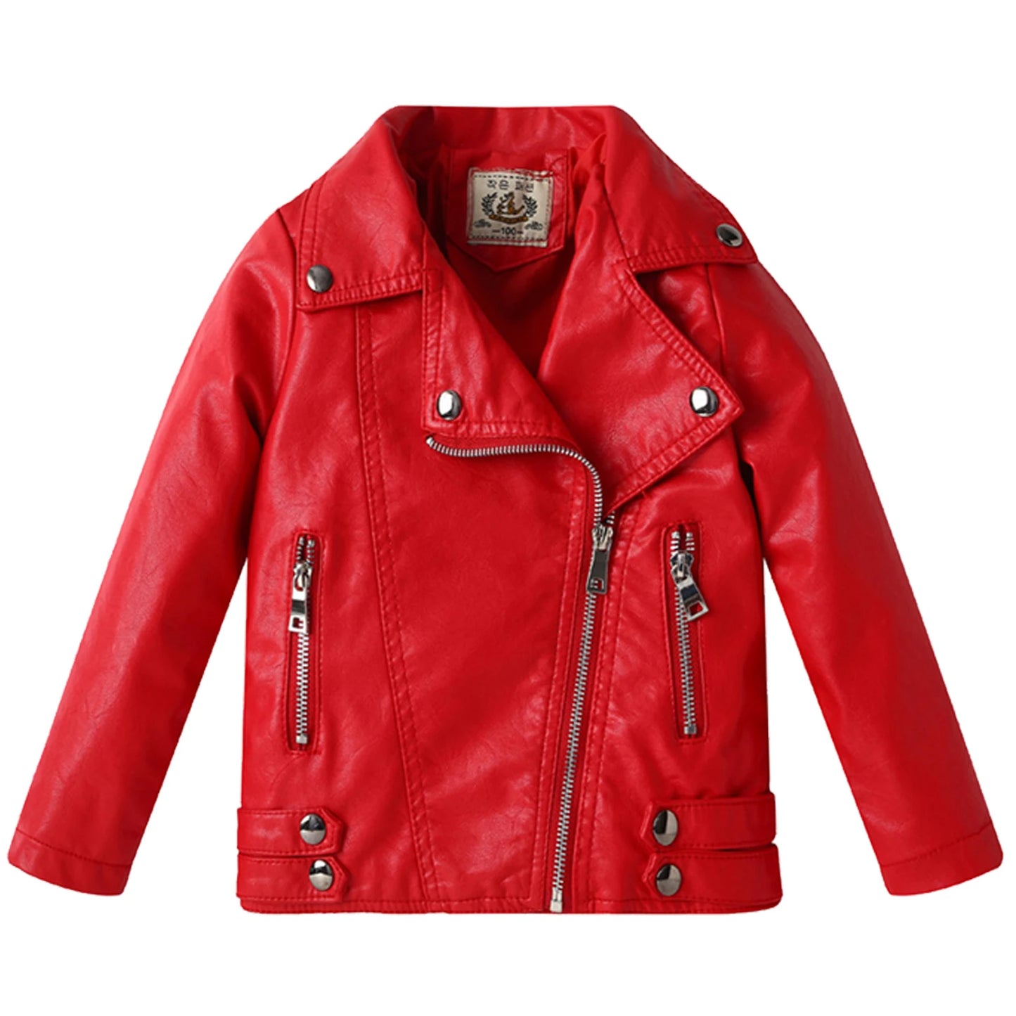 Retro Children's Leather Jacket,Boys Transition Coat,Kids PU Locomotive Wear,Faux Leather Outerwear,Girls Motorcycle Outfits