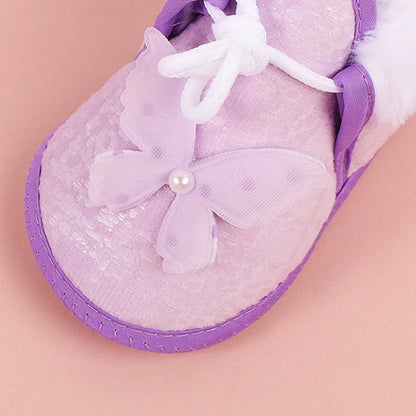 Cute Baby Girls Winter Boots Warm Fleece Lined Snow Shoes with Anti-Slip Sole for Toddlers in Cold Weather