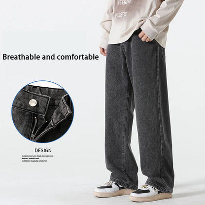 Jeans men's spring and summer 2025 new style trend straight versatile casual pants loose wide-leg mopping trousers