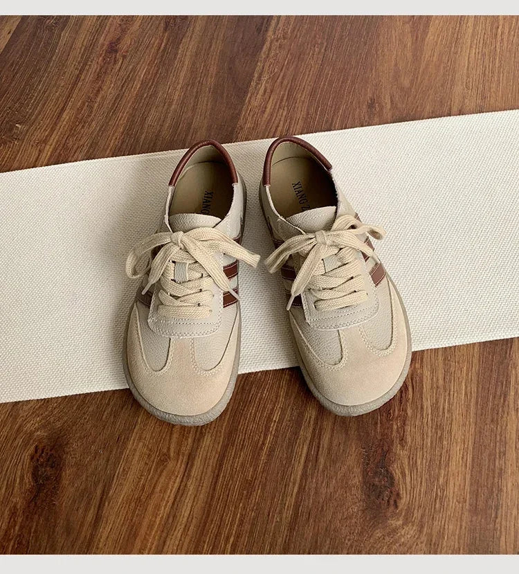 Leather cowhide German training shoes women's college style casual shoes 2025 new soft-soled casual flat-soled sports shoes