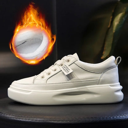 Leather sneakers 2025 Autumn/winter New Single Shoe Thick Soled Women's Shoes Flat Soled Shoes Casual Shoe Women's Board Shoes