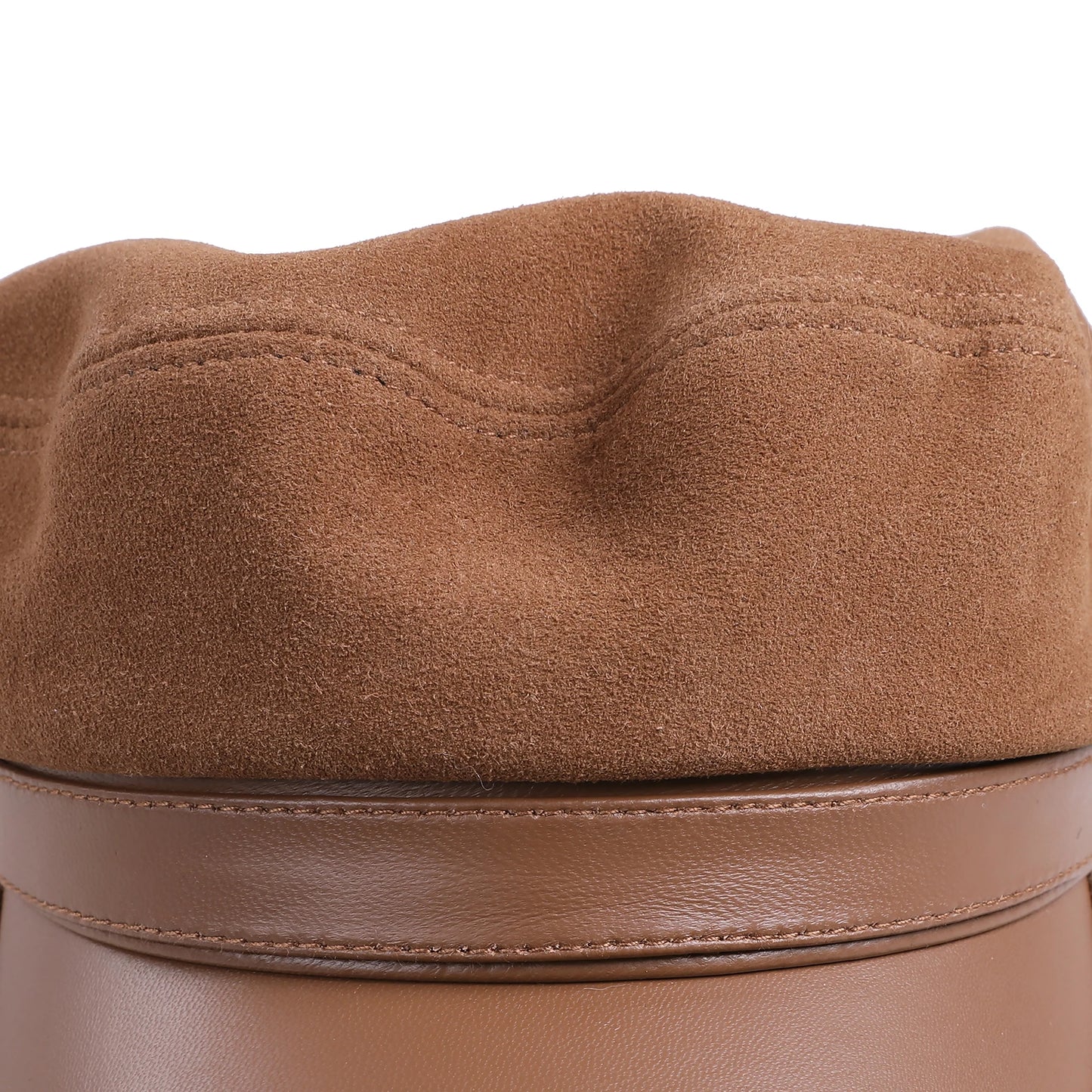 BOONJOVIA 100% Genuine Suede Leather Unisex Classic British Flat Top Cap-Military Army Style Sailo Hat-Breton Fiddler Hat