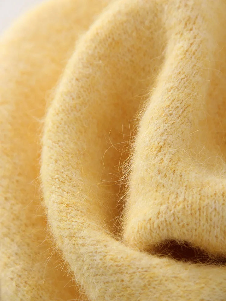 Women's Winter Sweater 2025 Warm Pullovers O Neck Knitwear Loose Knit Jumpers Basic Brown Sweaters For Women Winter Pink