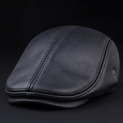 Men's Genuine Leather Baseball Cap Premium Cowhide Autumn/Winter New Style Haining Sourced with Ear Protection for Outdoor Use