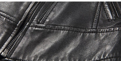 Leather Coat Women Short All-match European Fashion Biker Genuine Sheepskin Black Jackets Zipper Pocket Jaqueta Couro Feminina
