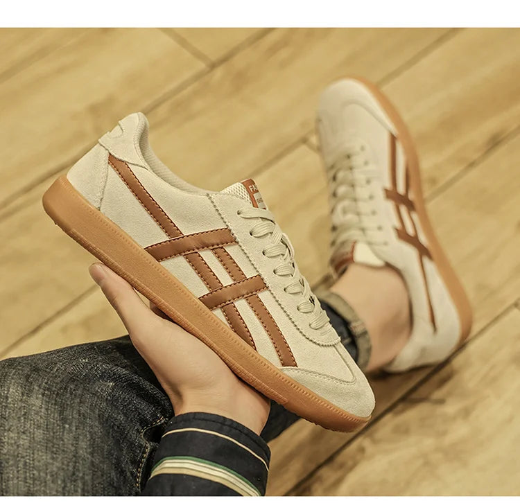Genuine Leather Men Shoes Flat Casual Fashion Retro Training Shoes Outdoor Comfortable Athletics Sport Shoes Male Sneakers