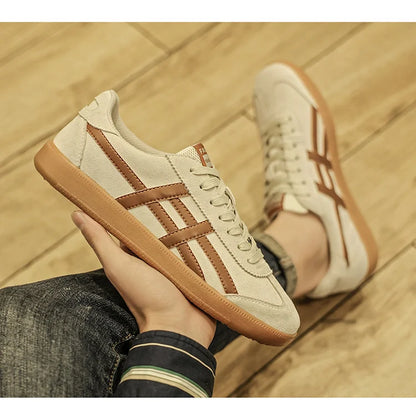 Genuine Leather Men Shoes Flat Casual Fashion Retro Training Shoes Outdoor Comfortable Athletics Sport Shoes Male Sneakers