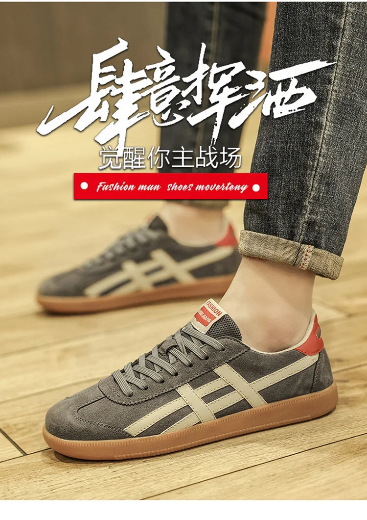 Genuine Leather Men Shoes Flat Casual Fashion Retro Training Shoes Outdoor Comfortable Athletics Sport Shoes Male Sneakers
