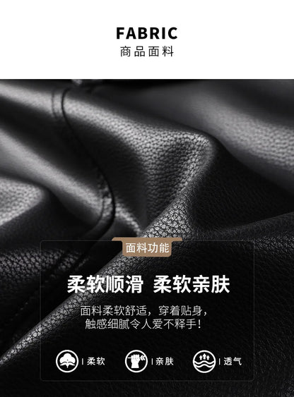 High Quality Knee-Length Men's Leather Overcoat for Autumn & Winter Double Breasted  Business Windbreaker Leather Coats PU-026