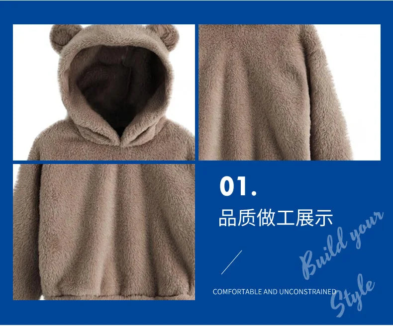 Winter Pullover Sweater Women Tops Boho Cap Cut Warm Casual Long Sleeve Pull Female Solid Hooded Sweaters Pullovers