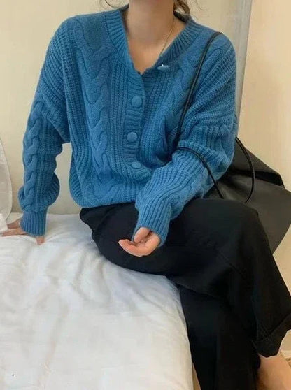 Ladies Sweaters Winter Button Kawaii Knitted Top For Women Yellow Cute Cardigan Designer Y2k Fashion Korea Korean Luxury Jumper