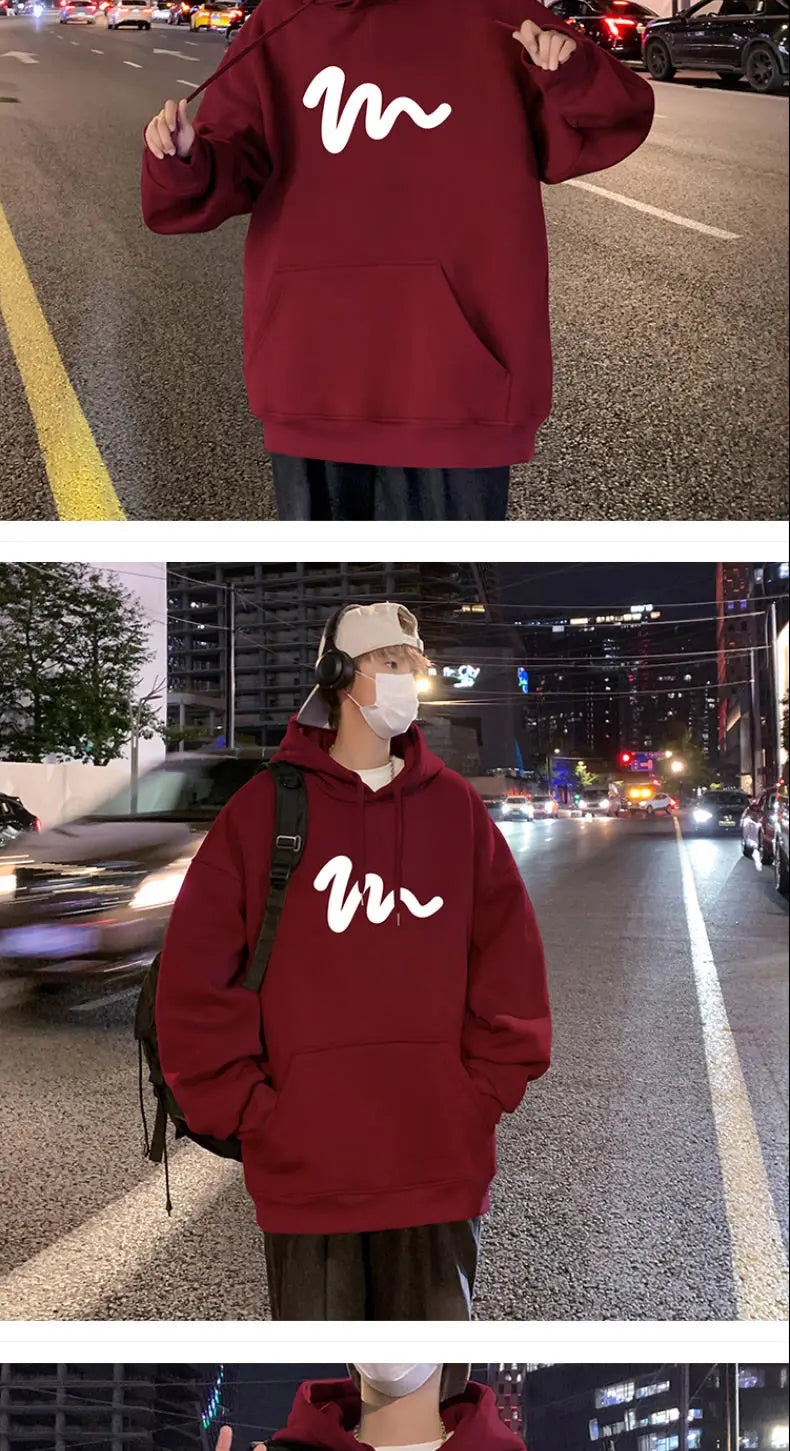 Sweater Men 2024 New Autumn and Winter Hooded American Couple Hoodies Fashion Casual Thickened Velvet Jacket Versatile Trend