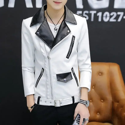 Coats Black Leather Jacket for Men Trendy 2025 Fashion Fashionable Spring Clothes Man Suits and Blazers Menswear Vintage Classic